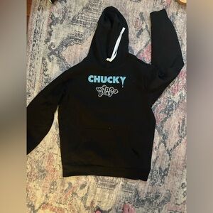 Chucky Black Hoodie with Blue Graphic